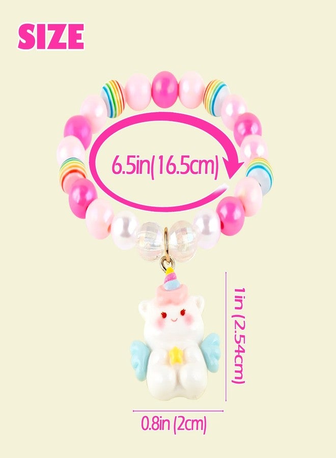 Niceup 9PCS Unicorn Bracelets for Girls, Elastic Beaded Charm Bracelets with Glitter Unicorns, Pastel Colors, Perfect for Party Favors, Birthday Goodie Bags & Pretend Play - Image 4